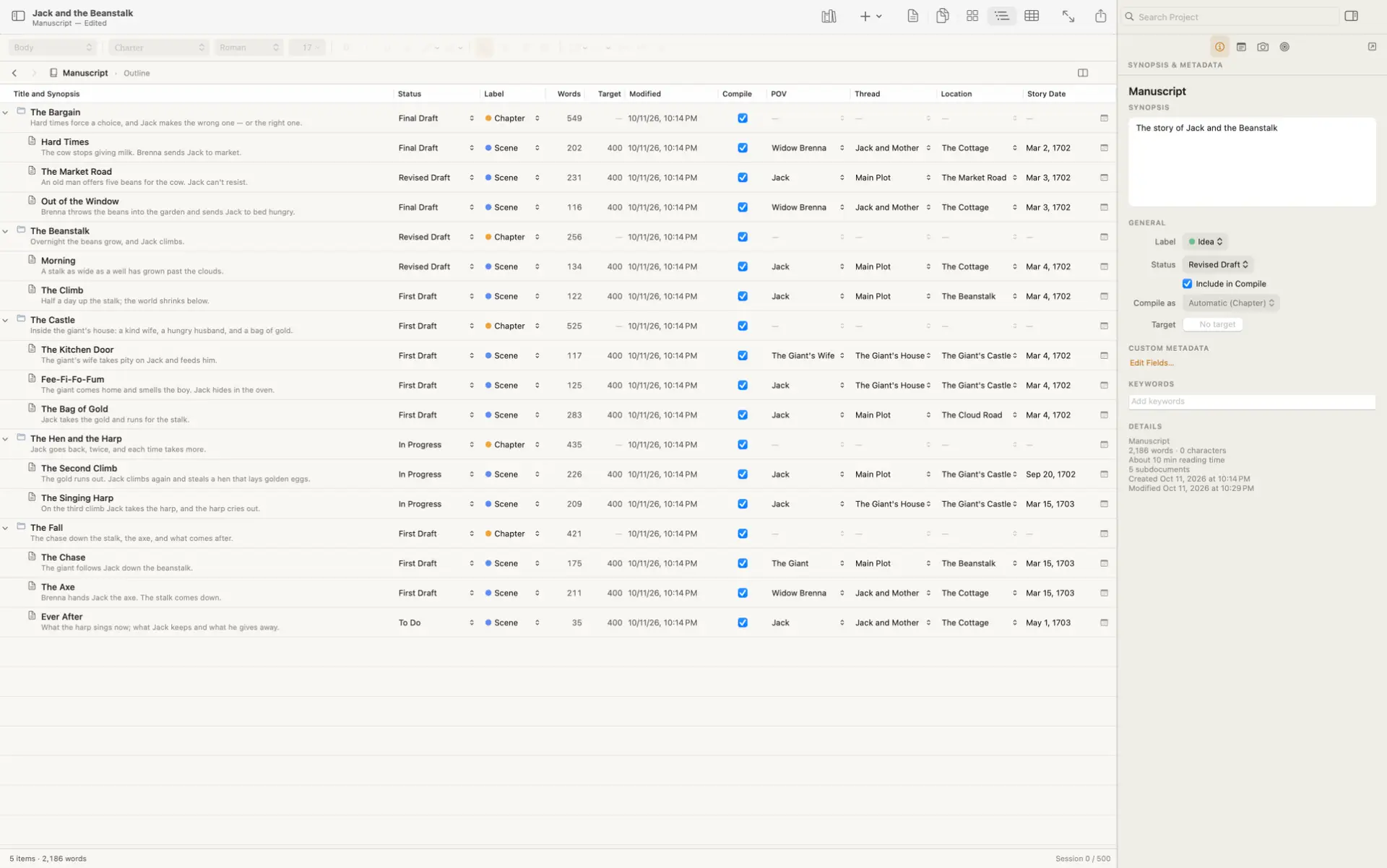 Amber for macOS Outline interface